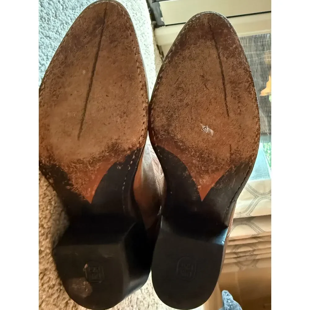Dan Post Brown Leather Western Cowboy Boots Embroidered Pointed Toe Size 7M
